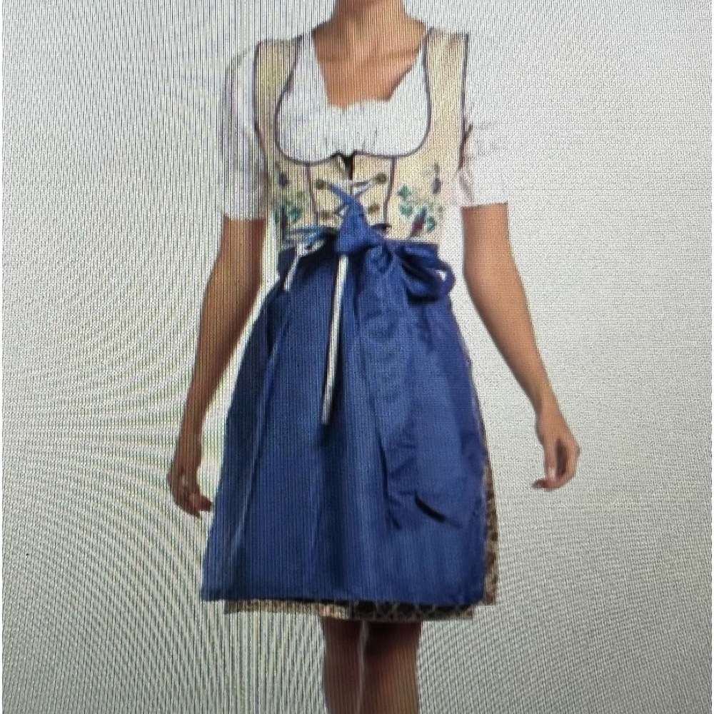 Dodger Blue Bavarian MIDI Dirndl Dress Oktoberfest